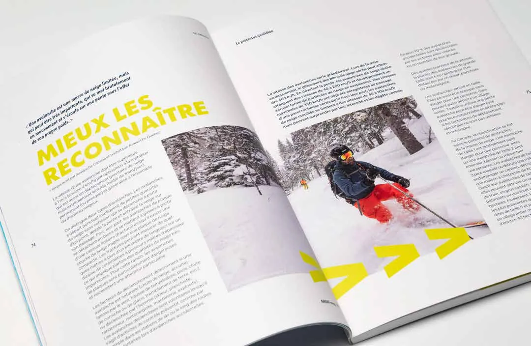 Double page « Mieux les reconnaître », avec un skieur en forêt enneigée.